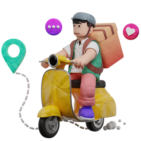 Lieferung mit Roller  3D Illustration