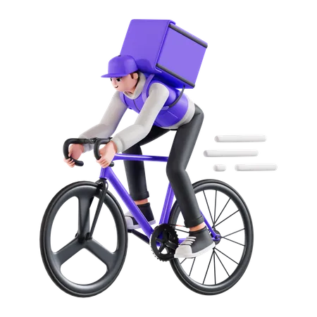 Lieferant auf Fahrrad  3D Illustration