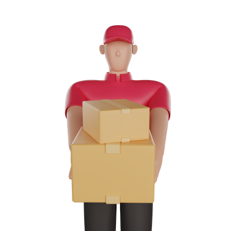 Lieferant hält ein Paket in der Hand  3D Illustration