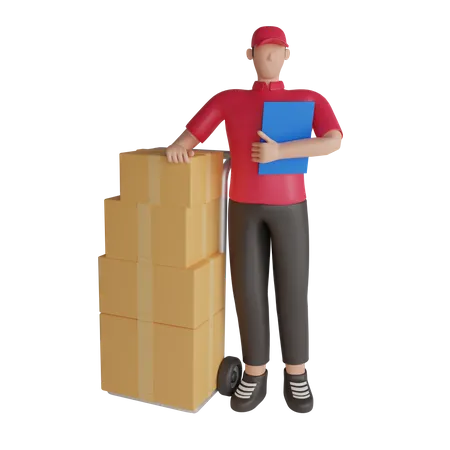 Lieferant mit Lager-Paketliste  3D Illustration