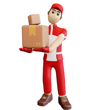 Lieferant mit Paket  3D Illustration