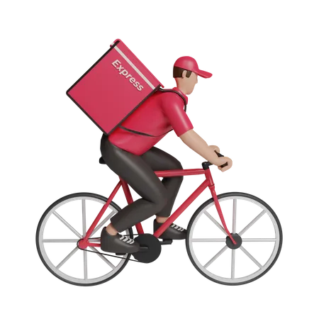 Lieferservice mit dem Fahrrad  3D Illustration