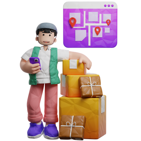 Lieferung Abholung Lieferung Anderer Ort  3D Illustration