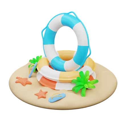 3 D Illustration Of Life Buoy 3D Icon