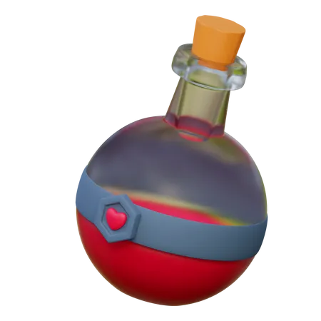 Red Life Potion Bottle Game Icon 3 D Illustration 3D Icon