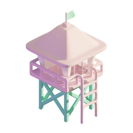 Lifeguard Hut  3D Illustration