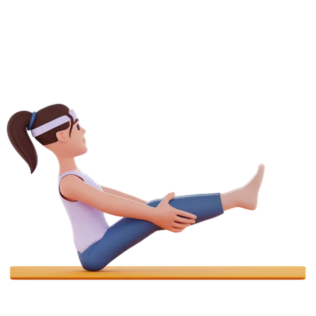 Lift Feet Yoga Pose  3D Illustration