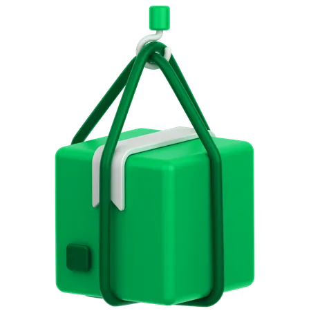 3 D Icon Of A Package Being Dragged By A Lift Hook 3D Icon