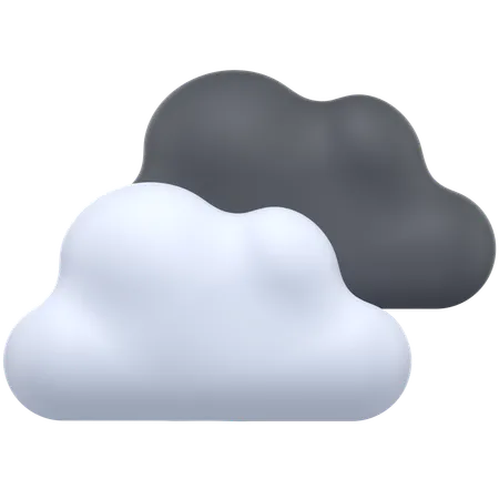 Light and dark clouds  3D Icon
