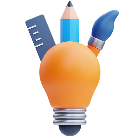 Light Bulb and Creative Tools  3D Icon