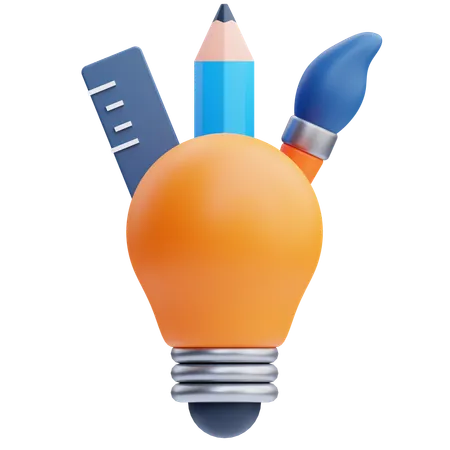 Light Bulb and Creative Tools  3D Icon