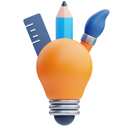 Light Bulb and Creative Tools  3D Icon