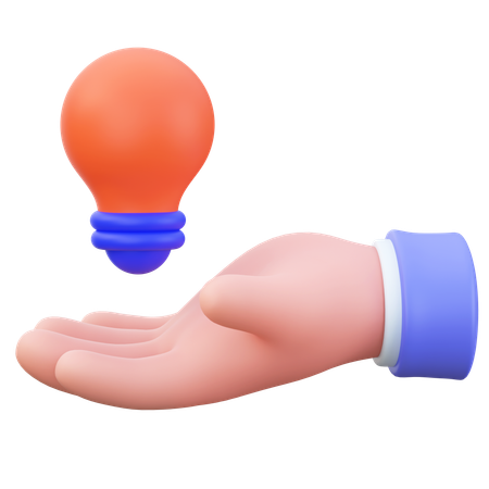 Light bulb in hand  3D Icon