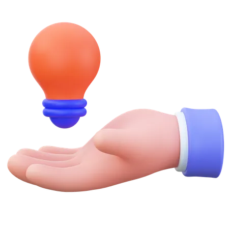 Light bulb in hand  3D Icon