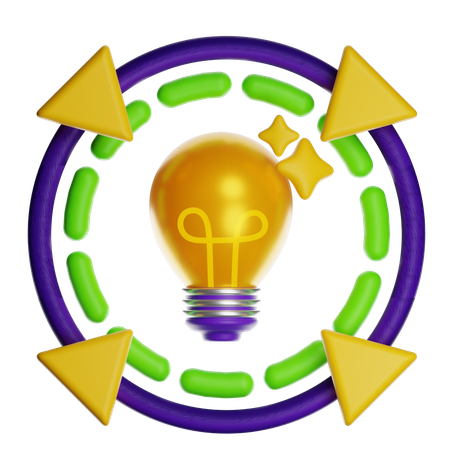 Light Bulb With Arrows  3D Icon