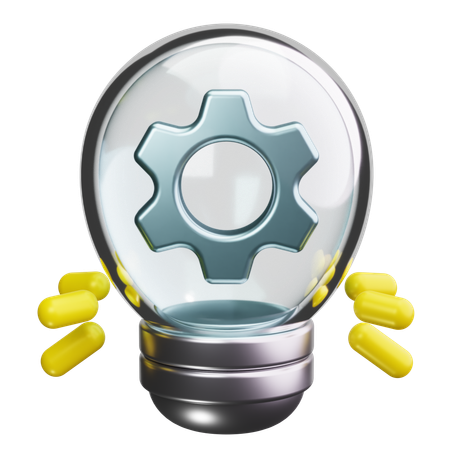 Light Bulb with Gears  3D Icon