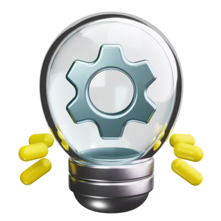 Light Bulb with Gears  3D Icon