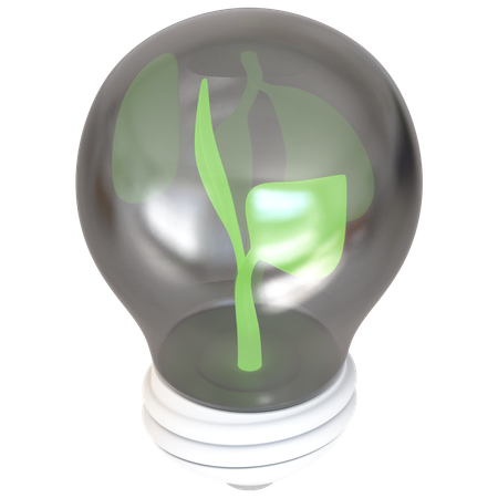 Light Bulb with Leaf  3D Icon