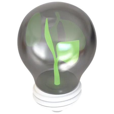 Light Bulb with Leaf  3D Icon