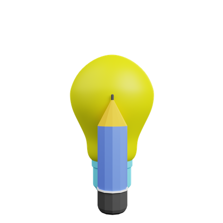 Light Bulb With Pencil 3D Illustration