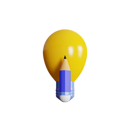 Light bulb with pencil 3D Icon