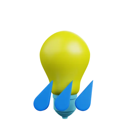 Light Bulb With Rain 3D Illustration
