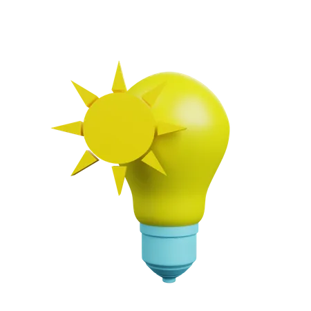 Light Bulb With Sun  3D Illustration