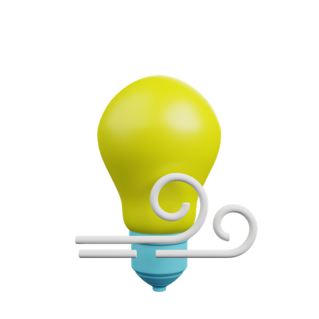 Light Bulb With Wind  3D Illustration