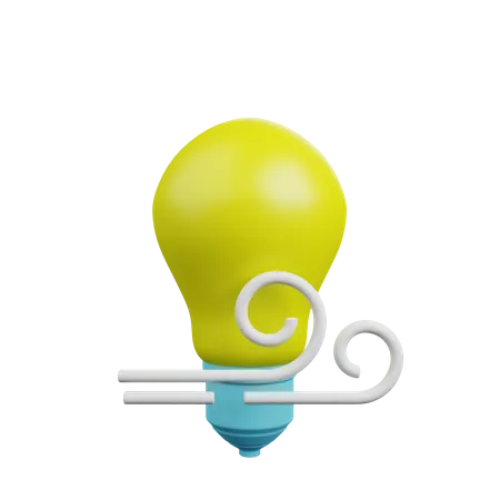 Light Bulb With Wind  3D Illustration