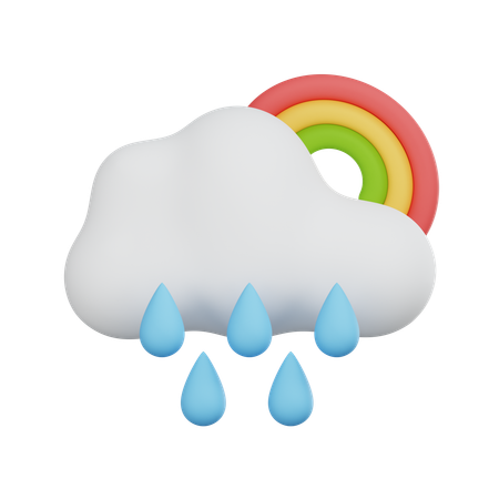 Light Rain with Rainbow  3D Icon