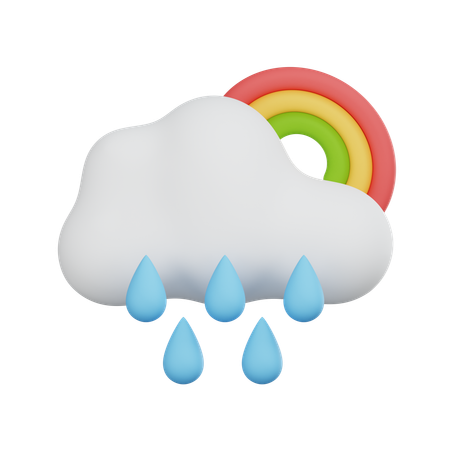 Light Rain with Rainbow  3D Icon