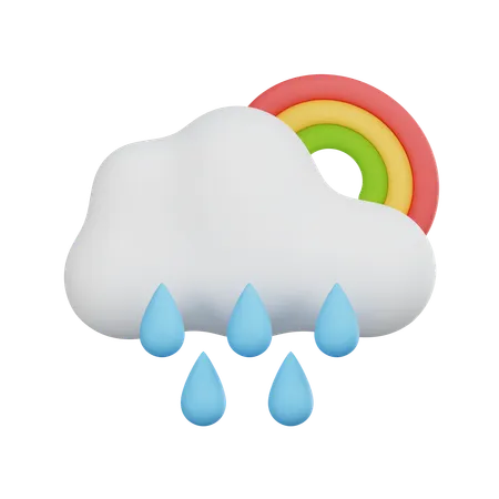 Light Rain with Rainbow  3D Icon