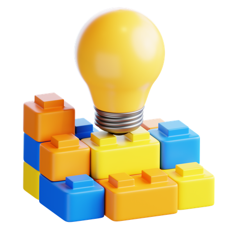 빌딩 블록이 있는 전구  3D Icon