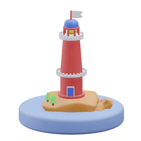 Lighthouse Traveling 3 D Illustration With Transparent Background 3D Icon