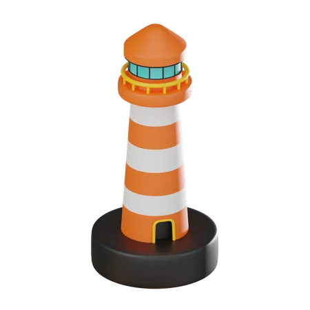 Lighthouse Symbolizing Safety And Guidance Along Coastal Waters Ideal For Projects Seeking To Evoke A Sense Of Maritime Adventure And Security 3 D Render Illustration 3D Icon