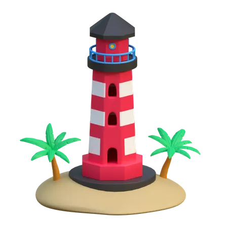 Lighthouse Icon Summer Beach Holiday 3 D Illustration 3D Icon