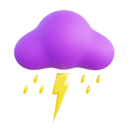 Lighting and raining 3D Icon