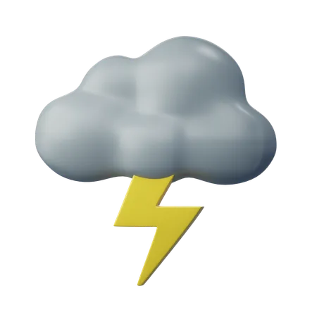 Lightning And Cloud  3D Icon