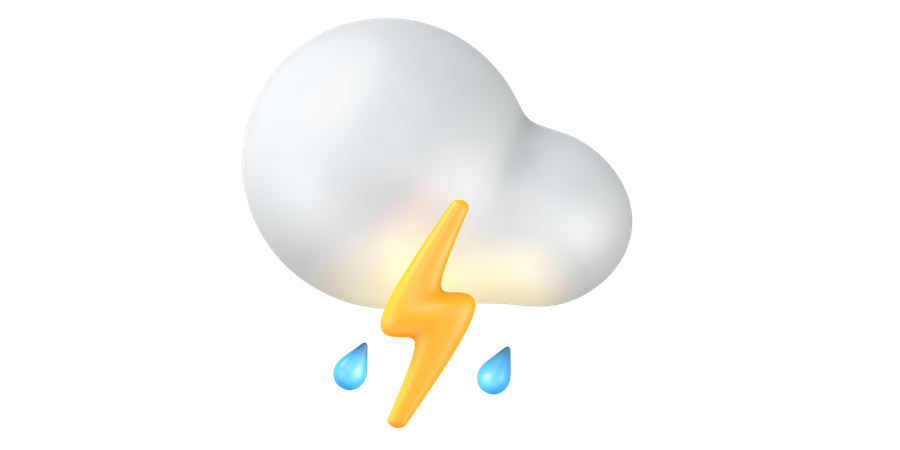 Lightning and rain 3D Illustration