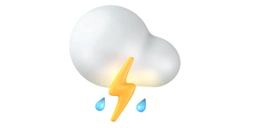 Lightning and rain 3D Illustration