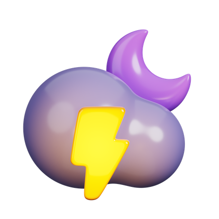 Lightning at Night  3D Icon