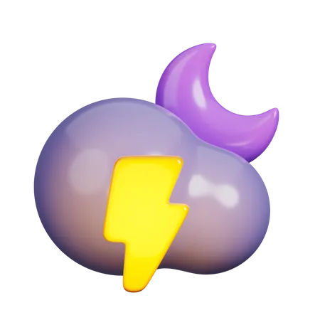 Lightning at Night  3D Icon