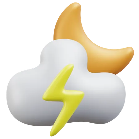 Lightning At Night Weather 3 D Icon Illustration With Transparent Background 3D Icon