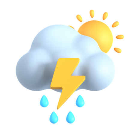 Lightning Drizzle At Day  3D Icon