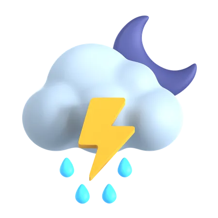 Lightning Drizzle At Night  3D Icon