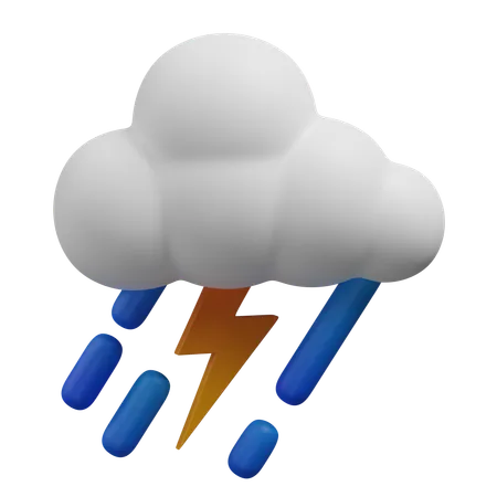 Lightning in rainy daY  3D Icon