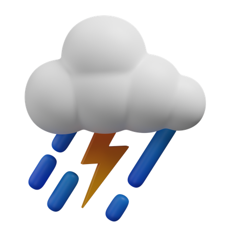 Lightning in rainy daY  3D Icon