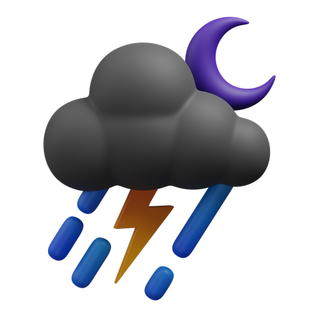 Lightning in rainy night  3D Icon