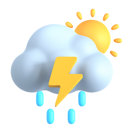 Lightning Rain At Day  3D Icon