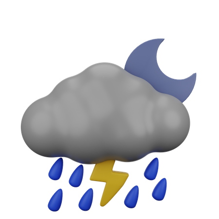 Lightning Rain At Night  3D Icon